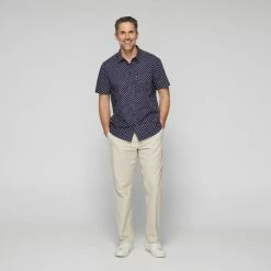 Bronson Casual Men's Dot Printed Short Sleeve Shirt Navy & White -Women's Clothing store online BP642829010 nvy wht