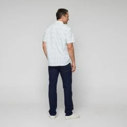 Bronson Casual Men's Lobster Printed Short Sleeve Shirt White & Aqua