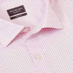 Van Heusen Tailored 1 Colour Cross Print Long Sleeve Shirt Pink Pink