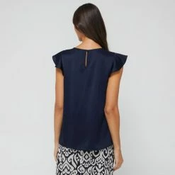 Jane Lamerton Women's Navy Pleat Front Top Navy 10 Jane Lamerton Women's Navy Pleat Front Top Navy -Women's Clothing store online BP643318005 navy 2