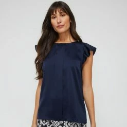 Jane Lamerton Women's Navy Pleat Front Top Navy 11 Jane Lamerton Women's Navy Pleat Front Top Navy -Women's Clothing store online BP643318005 navy