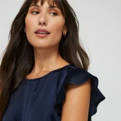 Jane Lamerton Women's Navy Pleat Front Top Navy 8 Jane Lamerton Women's Navy Pleat Front Top Navy -Women's Clothing store online BP643318005 navy 4