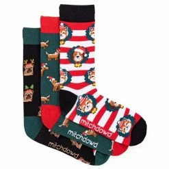 Mitch Dowd Cotton 3pk Dog Xmas Pack Mens Sock Multicoloured & Blue 8 - 13 -Women's Clothing store online BP643346001 multi blu 3