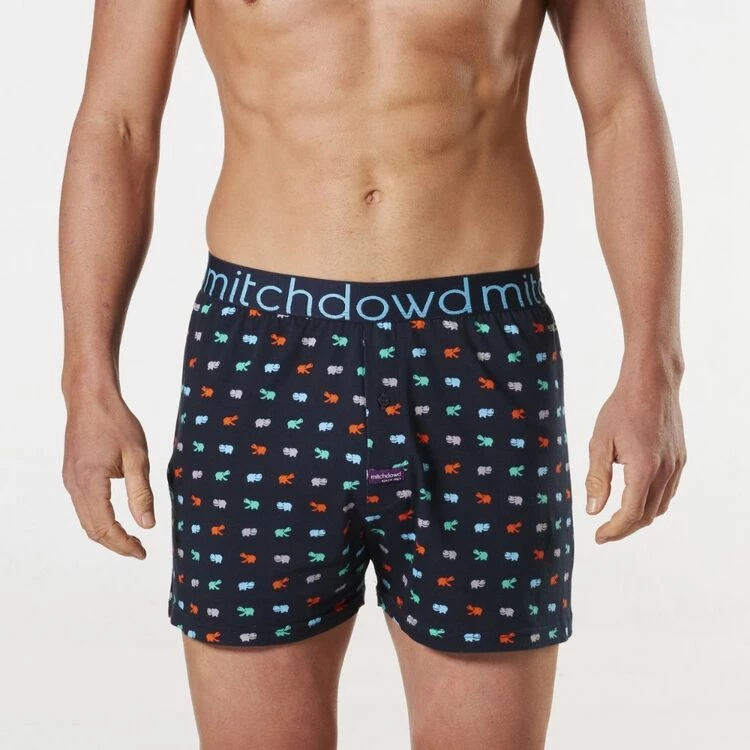 Mitch Dowd Hungry Hippo Printed Cotton Loose Fit Knit Boxer Blue 6 Mitch Dowd Hungry Hippo Printed Cotton Loose Fit Knit Boxer Blue - Image 4