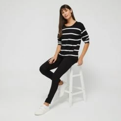 Khoko Collection Stripe Jumper Black White 11 Khoko Collection Stripe Jumper Black White -Women's Clothing store online BP643431001 blk wht