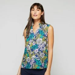 Khoko Smart Women's Ruffle Neck Top Garden