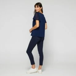 Khoko Smart Women's Flutter Sleeve Tee Indigo -Women's Clothing store online BP643509003 indigo 2