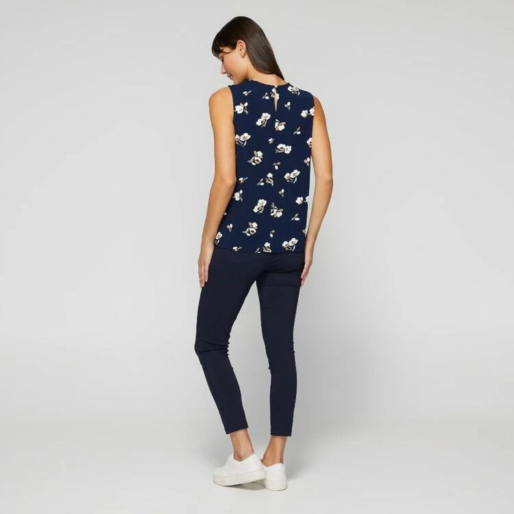 Khoko Smart Women's Jersey Shell Top Navy & Print 6 Khoko Smart Women's Jersey Shell Top Navy & Print - Image 4