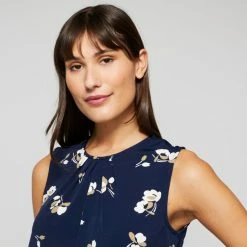 Khoko Smart Women's Jersey Shell Top Navy & Print 8 Khoko Smart Women's Jersey Shell Top Navy & Print -Women's Clothing store online BP643512003 nvy prn 4