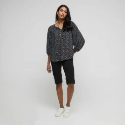 Savannah Viscose Blouse Black & Floral 9 Savannah Viscose Blouse Black & Floral -Women's Clothing store online BP643522001 blk flor 3