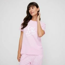 Sash & Rose Everyday Short Sleeve Slogan Sleep Tee Pink 11 Sash & Rose Everyday Short Sleeve Slogan Sleep Tee Pink -Women's Clothing store online BP643871004 pink