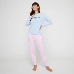 Sash & Rose Long Sleeve Slogan Sleep Tee Blue
