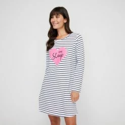Sash & Rose Long Sleeve Tee Nightie Stripe -Women's Clothing store online BP643873004 stripe