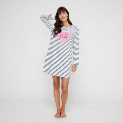 Sash & Rose Long Sleeve Tee Nightie Stripe -Women's Clothing store online BP643873004 stripe 3