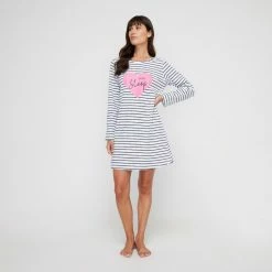 Sash & Rose Long Sleeve Tee Nightie Stripe