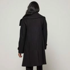 JB Jayson Brunsdon Women's Shawl Collar Zip Trim Coat Black -Women's Clothing store online BP644343006 black 2