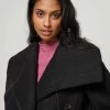 JB Jayson Brunsdon Women's Shawl Collar Zip Trim Coat Black