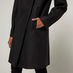 Khoko Smart Women's Funnel Neck Coat Black