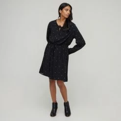 Khoko Collection Women's Printed Viscose Dress Black, White & Spot -Women's Clothing store online BP644545001 blk wht spt