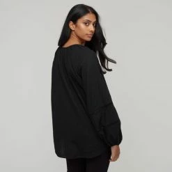 Khoko Collection Women's Linen Peasant Top Black & Chalk 10 Khoko Collection Women's Linen Peasant Top Black & Chalk -Women's Clothing store online BP644548001 blk chk 3