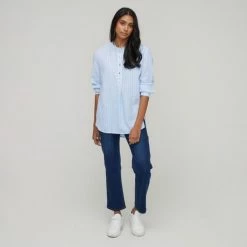 Khoko Collection Women's Yarn Dye Linen Stripe Shirt Chambray 11 Khoko Collection Women's Yarn Dye Linen Stripe Shirt Chambray -Women's Clothing store online BP644549001 chambray