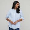 Khoko Collection Women's Yarn Dye Linen Stripe Shirt Chambray -Women's Clothing store online BP644549001 chambray 9