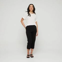 Khoko Smart Women's Waist Detail Wide Leg Pant Black