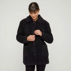 Khoko Collection Women's Teddy Coat Black -Women's Clothing store online BP644721006 black