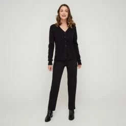 Savannah Vee Neck Cardi Black 9 Savannah Vee Neck Cardi Black -Women's Clothing store online BP644752005 black 3