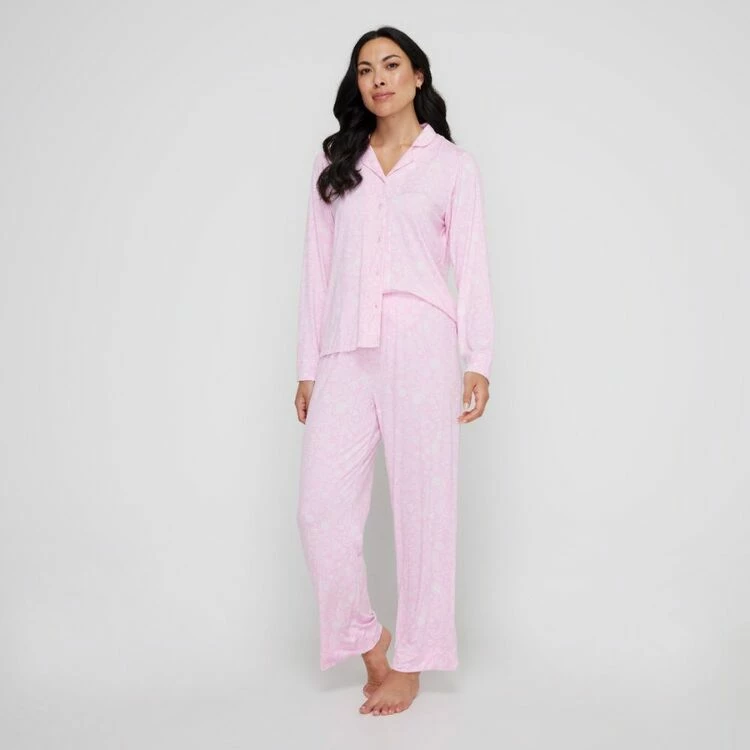 Sash & Rose Women's Bamboo Long Pant PJ Set Pink 6 Sash & Rose Women's Bamboo Long Pant PJ Set Pink - Image 4