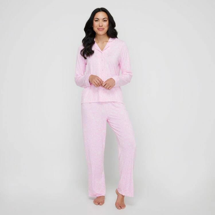 Sash & Rose Women's Bamboo Long Pant PJ Set Pink 5 Sash & Rose Women's Bamboo Long Pant PJ Set Pink - Image 3