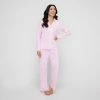Sash & Rose Women's Bamboo Long Pant PJ Set Pink