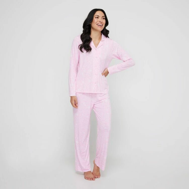 Sash & Rose Women's Bamboo Long Pant PJ Set Pink 3 Sash & Rose Women's Bamboo Long Pant PJ Set Pink