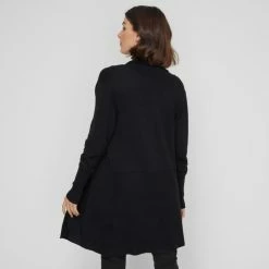 Khoko Smart Shawl Longline Cardigan Black -Women's Clothing store online BP645557004 black 2