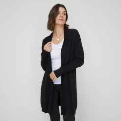 Khoko Smart Shawl Longline Cardigan Black -Women's Clothing store online BP645557004 black