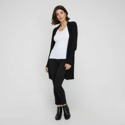 Khoko Smart Shawl Longline Cardigan Black -Women's Clothing store online BP645557004 black 3