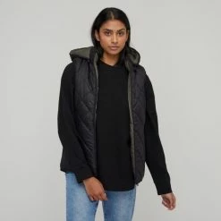Khoko Collection Quilted Reversible Vest With Hood Black 11 Khoko Collection Quilted Reversible Vest With Hood Black -Women's Clothing store online BP645558001 black