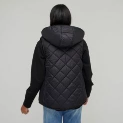 Khoko Collection Quilted Reversible Vest With Hood Black 10 Khoko Collection Quilted Reversible Vest With Hood Black -Women's Clothing store online BP645558001 black 3