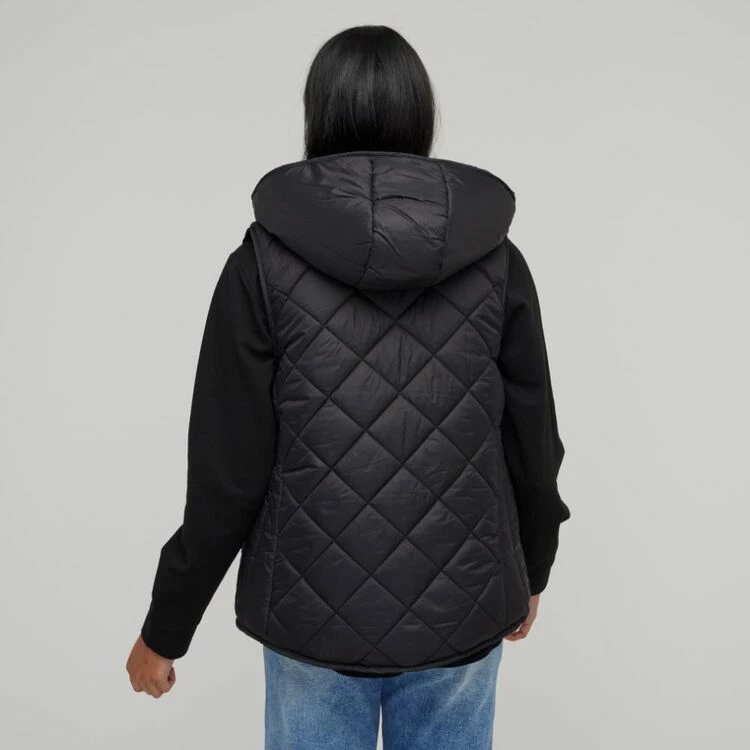 Khoko Collection Quilted Reversible Vest With Hood Black 6 Khoko Collection Quilted Reversible Vest With Hood Black - Image 4