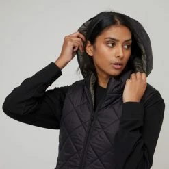 Khoko Collection Quilted Reversible Vest With Hood Black 8 Khoko Collection Quilted Reversible Vest With Hood Black -Women's Clothing store online BP645558001 black 7