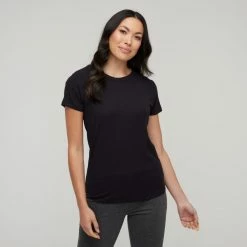 Savannah Short Sleeve Rib T-Shirt Black -Women's Clothing store online BP645575005 black