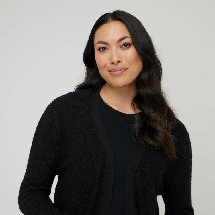 Savannah Women's Jersey Stitch Cardigan Black 4 Savannah Women's Jersey Stitch Cardigan Black - Image 2