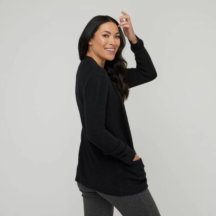 Savannah Women's Jersey Stitch Cardigan Black 3 Savannah Women's Jersey Stitch Cardigan Black