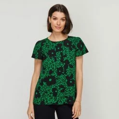 Jane Lamerton Pleat Front Top Green Floral Green Floral -Women's Clothing store online BP645781001 grn flor