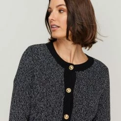 Jane Lamerton Tweed Contrast Knit Jacket Multicoloured