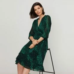 Jane Lamerton Animal Wrap Dress Green Floral