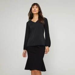Jane Lamerton Pleat Front Top Black