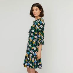Jane Lamerton Retro Floral Jersey Dress Multicoloured