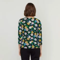 Jane Lamerton Retro Floral Jersey Twist Neck Top Multicoloured -Women's Clothing store online BP645792004 multi msc 2