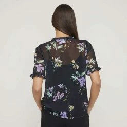 Khoko Smart Tie Neck Soft Blouse Black Floral Black Floral 10 Khoko Smart Tie Neck Soft Blouse Black Floral Black Floral -Women's Clothing store online BP646100002 blk flor 2
